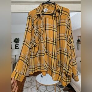 Yellow Plaid Button-Up Shirt